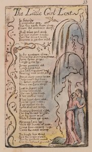 Liederen van onschuld en ervaring, plaat 33, het verloren kleine meisje (Bentley 34) door William Blake